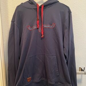 Kimes Ranch Navy Pullover Hoodie with Red Trim